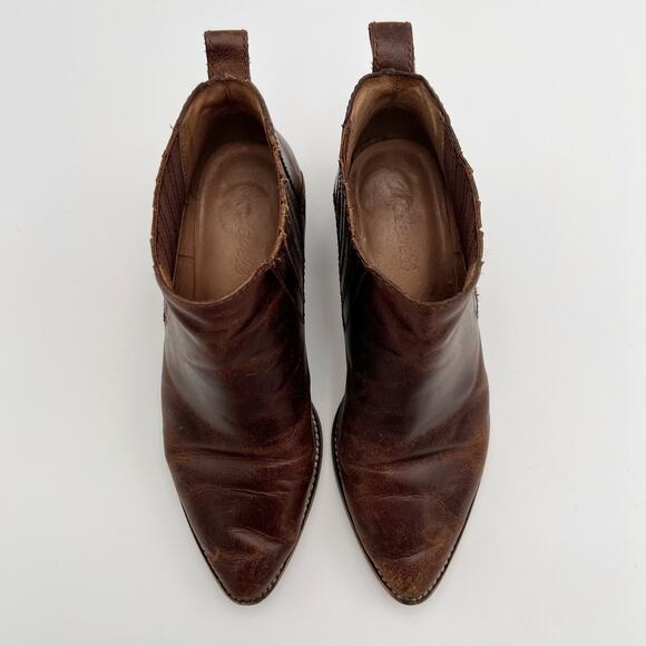 Madewell The Bonham Boot Women's 7.5 Cognac Brown Leather Pointed Toe Ankle - Picture 3 of 11
